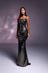 Renelle - straight neckline dress with metallic buckles